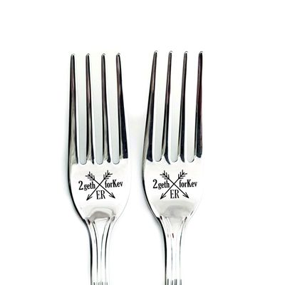 Anniversary Gift for Couples, Engagement Birthday Christmas Housewarming Present, Engraved Forks Set