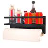 Magnetic Spice Rack Set for Refrigerator with Kitchen Utensil Hooks and Paper Towel Holder, Magnetic Shelf Can Hold Spice Containers, Kitchen Paper Towel, Cooking Utensil(Combination Pack, Black) view 3