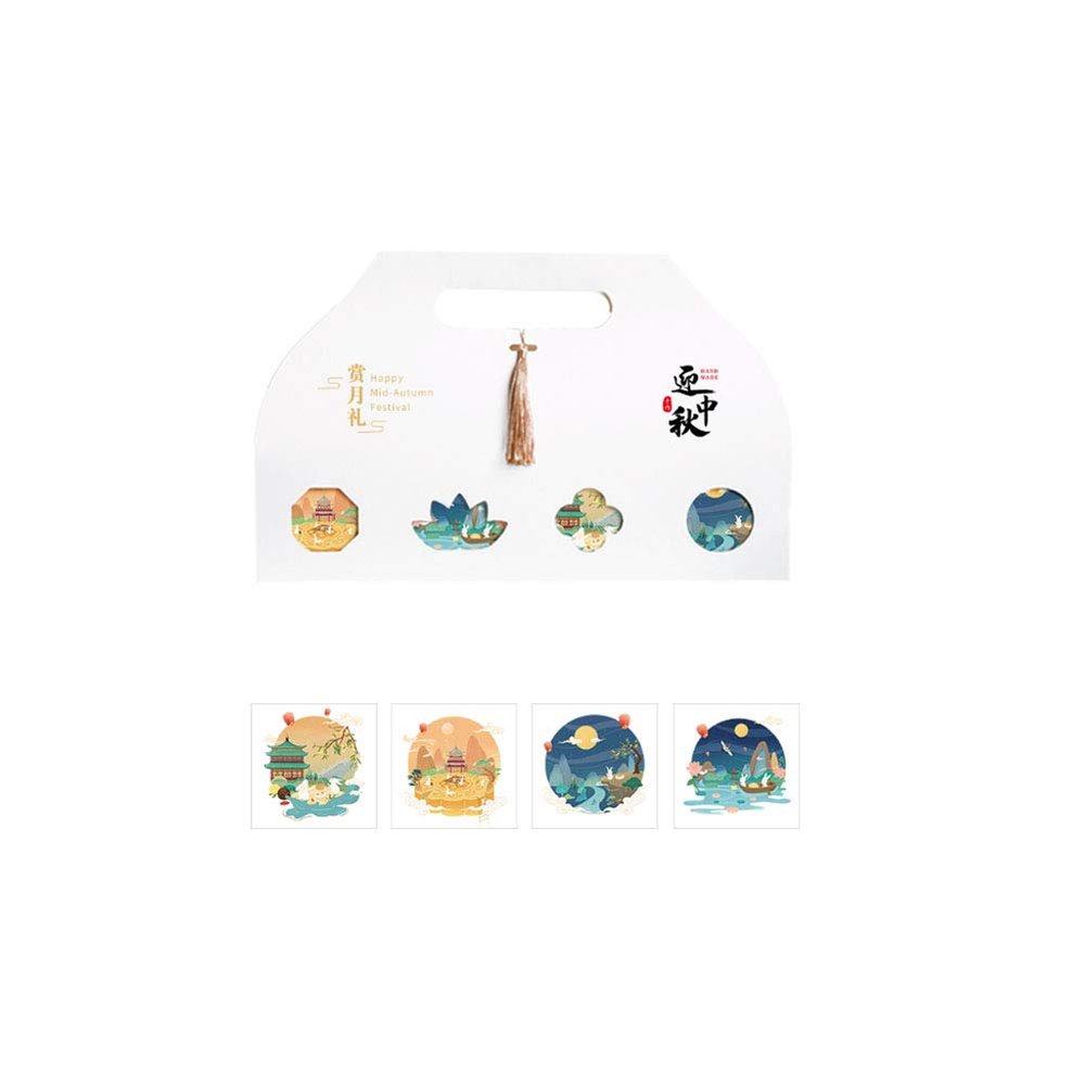 Maya Star Treats Gift Boxes, Moon Cake Cookies Cupcake Baking Baked Pastries Cake Biscuits Boxes with Containers Carriers, Pack of 4