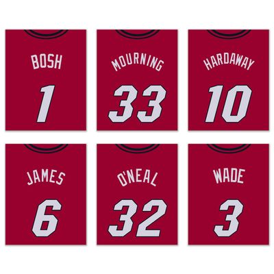 TnT Prints Miami Heat Poster Set, 6x8x10 Unframed Sports Prints, NBA Wall Art, Home Office Decor