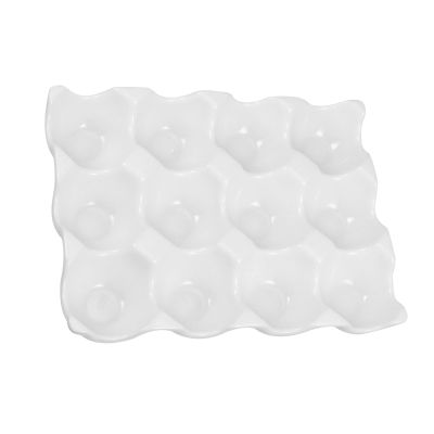 OSALADI 12 Cups Egg Tray Holder Ceramic Egg Container Organizer Decorative Serving Dish Plate for Refrigerator Fridge Countertop Kitchen (White)