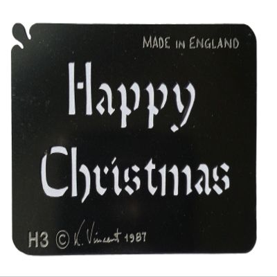 Stainless Steel H3 Happy Christmas Small Cake Decorating/Card Making Stencil