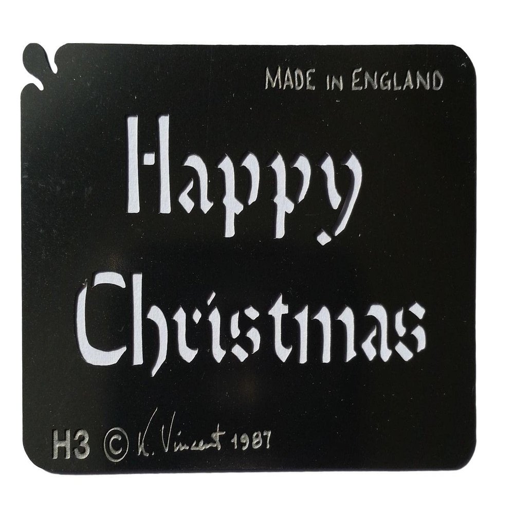 Stainless Steel H3 Happy Christmas Small Cake Decorating/Card Making Stencil