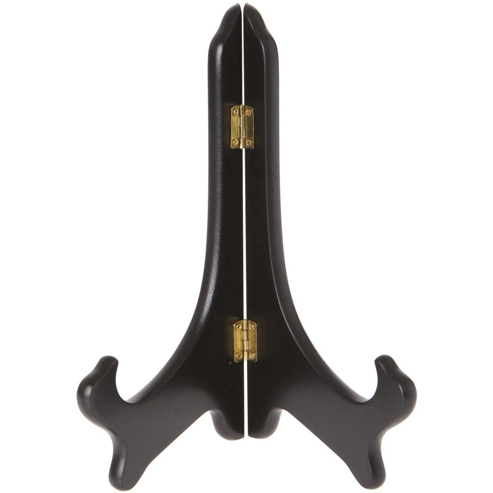 Bard's Hinged Black MDF Wood Plate Stand, 9" H x 7.25" W x 5" D (For 9" - 10.5" Plates), Pack of 12