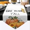 Cotton and Linen Triangle Table Runners 70 Inches Long, Pumpkin Giving Thanks Y'all Dresser Scarves Table Decoration for Wedding Party/Ceremony/Banquet (13x70 inch) Green Leaves Black White Checker view 1