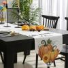 Cotton and Linen Triangle Table Runners 70 Inches Long, Pumpkin Giving Thanks Y'all Dresser Scarves Table Decoration for Wedding Party/Ceremony/Banquet (13x70 inch) Green Leaves Black White Checker view 3