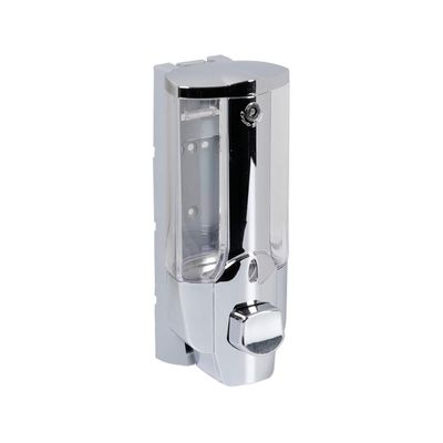 axentia Hanging Soap Dispenser, Silver/Transparent, ca. 7,5 x 19 x 8,5 cm