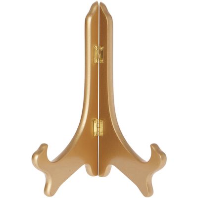 Bard's Hinged Gold-toned MDF Wood Plate Stand, 9" H x 7.25" W x 5" D (For 9" - 10.5" Plates), Pack of 12