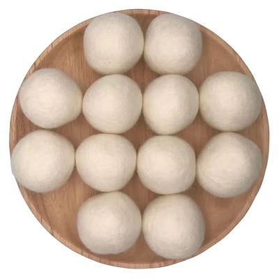 2 Inch Wool Felt Beads Balls Pom Pom Handmade DIY for Craft Dream Catcher Wind Chimes Baby Mobile Home Room Decor Nursery Ornaments Halloween Christmas Party Wreath Props (Beige 5cm 12pcs)