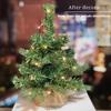 Pre-Lit Artificial Mini Christmas Tree,12 inch Miniature Pine Xmas Tree with 40 LED Lights,40 Branch Tips,Desktop Christmas Tree Burlap Base-(30cm) view 3