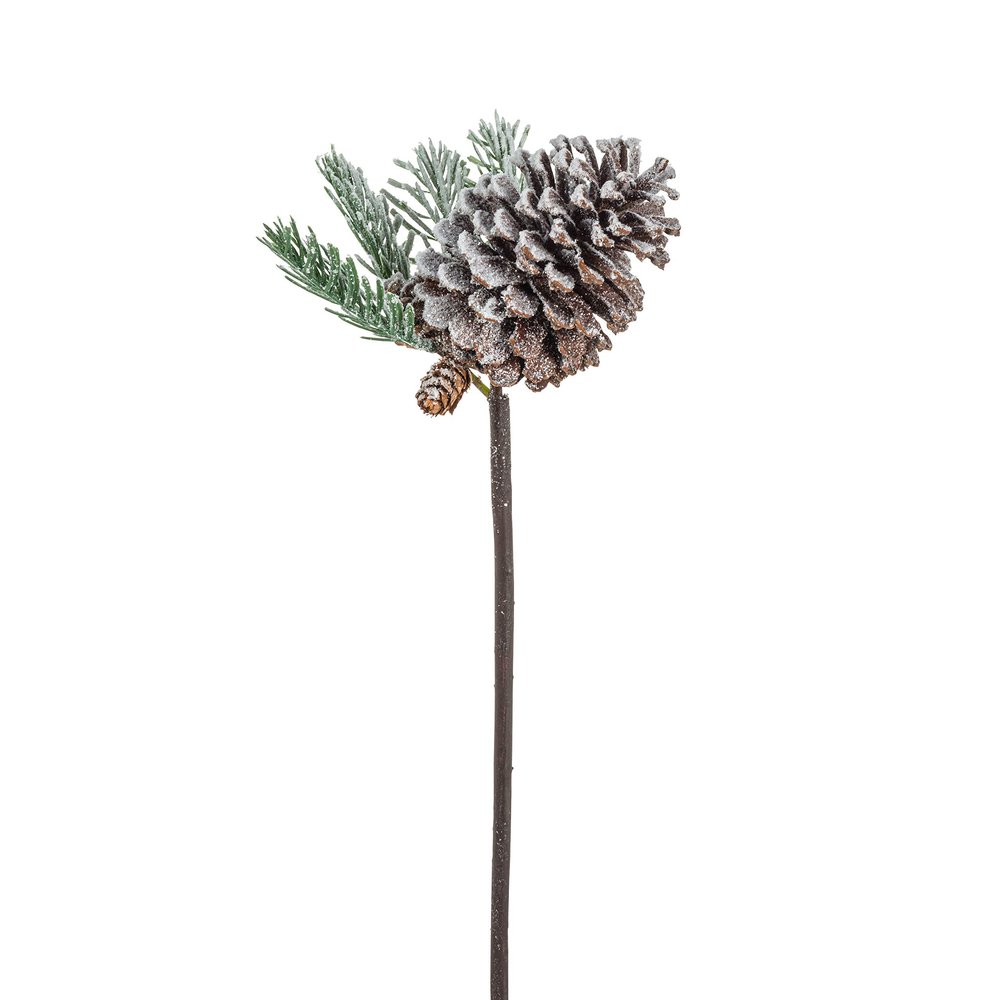 Abbott Collection 27-STOWE-679 Snowy Pinecone Branch Pick, 16 inches H, White