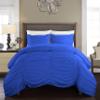 Epic Cotton Ruched Pattern Duvet Cover with Zipper & Corner Ties 100% Egyptian Cotton 800 Thread Count Premium Hotel Quality Decorative Bedding (Full/Queen, Royal Blue) view 1