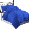 Epic Cotton Ruched Pattern Duvet Cover with Zipper & Corner Ties 100% Egyptian Cotton 800 Thread Count Premium Hotel Quality Decorative Bedding (Full/Queen, Royal Blue) view 3