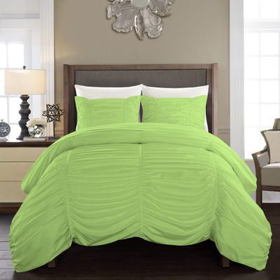 Epic Cotton 5 Piece Ruched Pattern Duvet Cover with Zipper & Corner Ties 100% Egyptian Cotton 800 Thread Count Premium Hotel Quality Decorative Bedding (Super King, Sage)