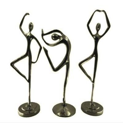 Decorative Pewter Dancer Set Of Three Statues