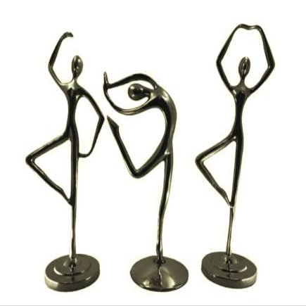 Decorative Pewter Dancer Set Of Three Statues