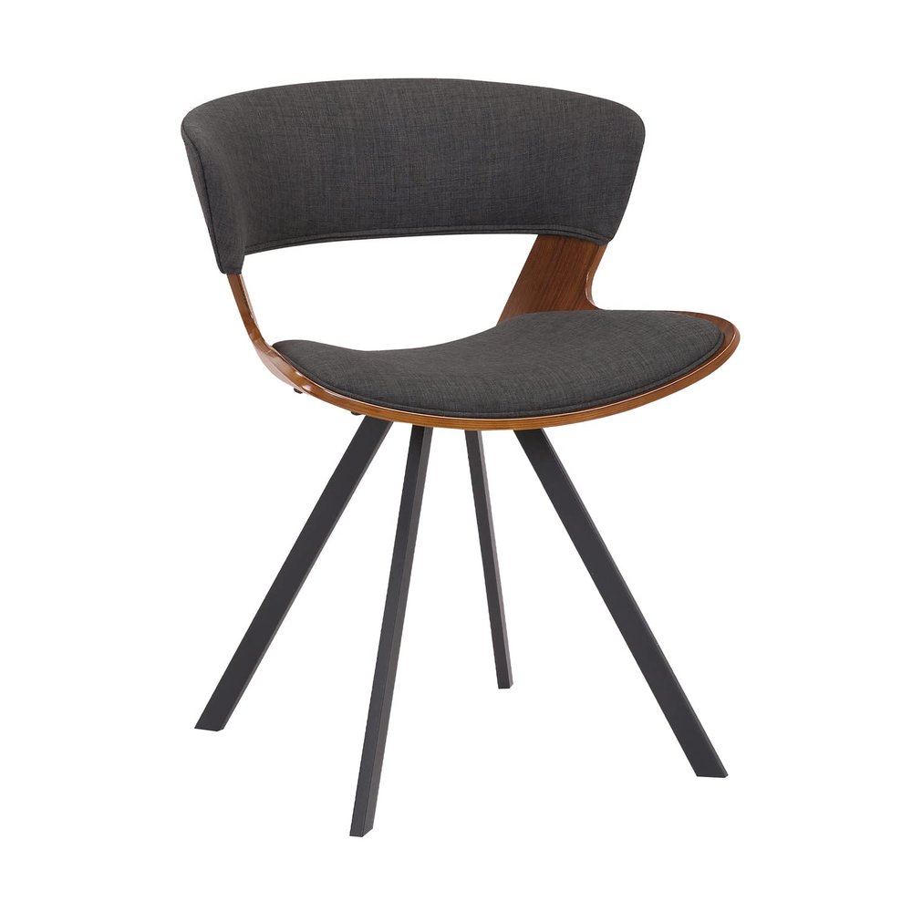 Armen Living Ulric Wood and Metal Modern Dining Room Accent Chair, Charcoal/Walnut 22 x 29 x 21.5