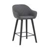 Armen Living Crimson Faux Leather and Wood Bar and Counter Height Stool, Grey, 26" Counter Height view 1