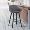 Armen Living Crimson Faux Leather and Wood Bar and Counter Height Stool, Grey, 26" Counter Height view 2