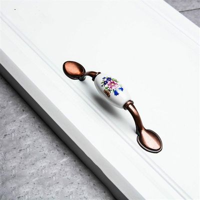 Geeyu ZHaonan-Dressing Table Handle, European Vintage Flower Cupboard Handle,Classical Ceramic Handle Cabinet Knob and Pull,Kitchen Closet Door Handle, Indoor Hardware (Color : A86101 76honggu)