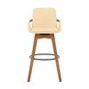 Armen Living Baylor Mid Century Modern Swivel Bar Stool for Kitchen Island Counter in Cream Faux Leather and Walnut Wood, 30" Seat Height view 4