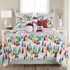 Levtex Home Merry & Bright Collecion - Holly Jolly Quilt - King - Christmas Tree - Red Green Teal Pink - Quilt (102x86in.) - Reversible - Microfiber view 2