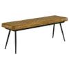 Coaster Home Furnishings - Misty - 54-Inch Leather Upholstered Dining Bench - Industrial Modern Style with Channel Tufted Seat & Metal Legs - Dining Room, Bedroom - Antique Camel & Black - 110643 view 1