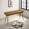 Coaster Home Furnishings - Misty - 54-Inch Leather Upholstered Dining Bench - Industrial Modern Style with Channel Tufted Seat & Metal Legs - Dining Room, Bedroom - Antique Camel & Black - 110643 view 2