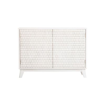 Coaster Home Furnishings - Gambon - Wood - 2-Door Accent Storage Cabinet with Honeycomb-Inspired Geometric Fronts, Adjustable Shelf and Distressed Edging - Living Room - White - 953401