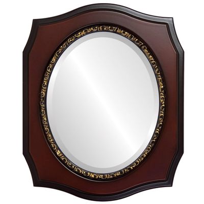 OVALCREST Oval Beveled Wall Mirror for Home Decor - San Francisco Style - Rosewood - 20x24 Outside Dimensions