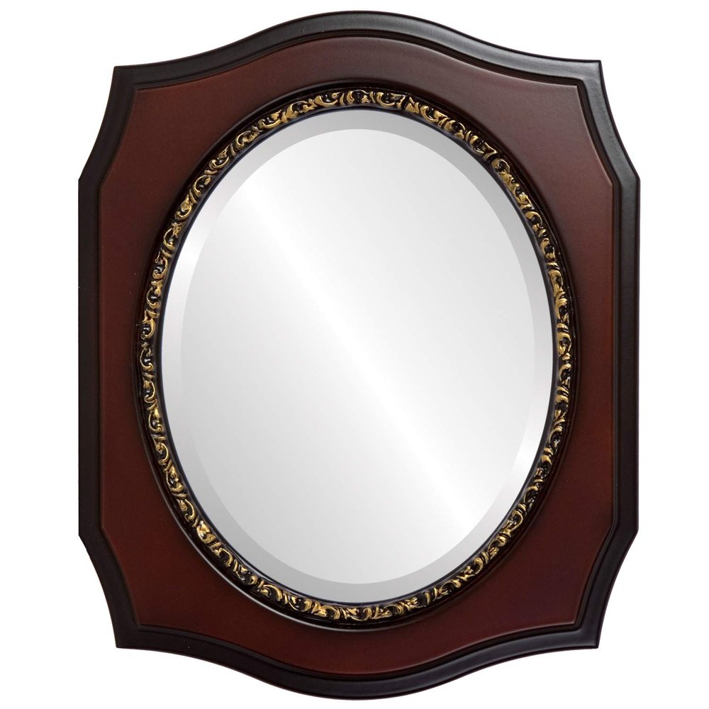 OVALCREST Oval Beveled Wall Mirror for Home Decor - San Francisco Style - Rosewood - 20x24 Outside Dimensions
