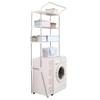 BAOYOUNI Adjustable Laundry Shelf Over Toilet Washing Machine Storage Rack Above Washer Dryer Standing Bathroom Organizer 3-Tier Space Saving Shelving Units, Ivory view 1