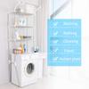 BAOYOUNI Adjustable Laundry Shelf Over Toilet Washing Machine Storage Rack Above Washer Dryer Standing Bathroom Organizer 3-Tier Space Saving Shelving Units, Ivory view 4