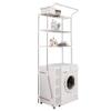 BAOYOUNI 3-Tier Laundry Room Shelf Over Washing Machine Storage Utility Rack Above Toilet Washer Dryer Clothes Hanger Width Adjustable Bathroom Organization Space Saving Shelving Units, Ivory view 1