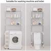 BAOYOUNI 3-Tier Laundry Room Shelf Over Washing Machine Storage Utility Rack Above Toilet Washer Dryer Clothes Hanger Width Adjustable Bathroom Organization Space Saving Shelving Units, Ivory view 4