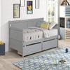 Mera Wood Daybed Twin with Drawers, Twin Size Daybed Frame with Storage/Twin Bed Frame, No Box Spring Needed (Gray Drawer) view 1