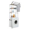 BAOYOUNI 3-Tier Over The Laundry Shelf Above Toilet Washing Machine Dryer Storage Utility Rack Clothes Hanger Rod Standing Bathroom Organization Space Saving Shelving Units, Grey view 1