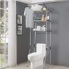 BAOYOUNI 3-Tier Over The Laundry Shelf Above Toilet Washing Machine Dryer Storage Utility Rack Clothes Hanger Rod Standing Bathroom Organization Space Saving Shelving Units, Grey view 2
