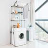 BAOYOUNI 3-Tier Over The Laundry Shelf Above Toilet Washing Machine Dryer Storage Utility Rack Clothes Hanger Rod Standing Bathroom Organization Space Saving Shelving Units, Grey view 4