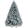 Yaheetech 7.5ft Premium Snow Flocked Hinged Artificial Christmas Fake Spruce Full Tree for Home Office Party Decoration with 1284 Branch White Snow Tips and Metal Stand view 1