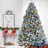 Yaheetech 7.5ft Premium Snow Flocked Hinged Artificial Christmas Fake Spruce Full Tree for Home Office Party Decoration with 1284 Branch White Snow Tips and Metal Stand view 2