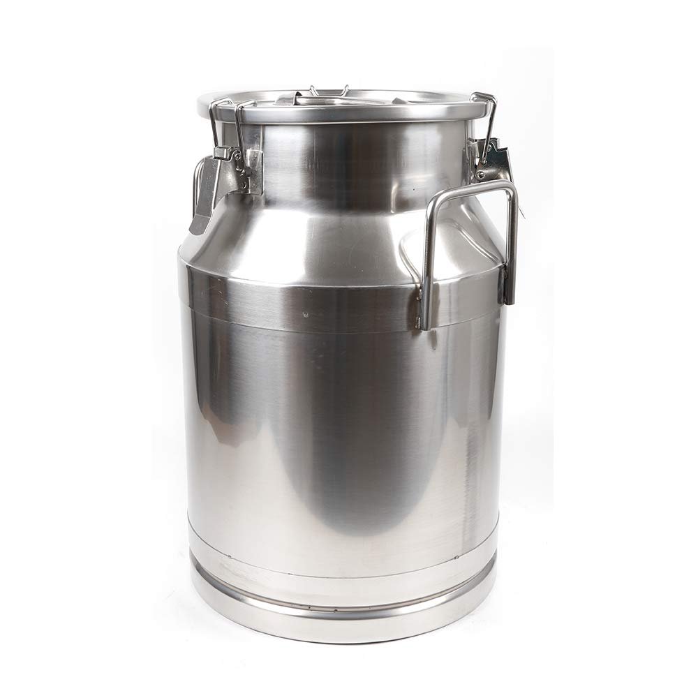 20L/30L Stainless Steel Milk Can Milk bucket Wine Pail Water Bucket Oil Barrel Tea Silicone seal Transport Cans with Sealed Lid Heavy Duty Wine Pail Liquid Storage (30L)