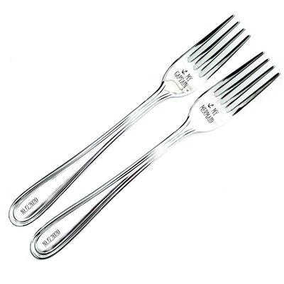 Beach Wedding Gift Couples, Silver Flatware for Cake Ceremony, Personalized Set of 2 Forks