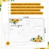 Zonon 50 Pieces Sunflower Recipe Cards 4x6 Recipe Card with Sunflowers Double Sided Kitchen Note Cards for Wedding, Bridal Shower view 3