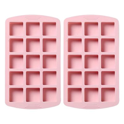 Small Square Chocolate Silicone Mold Set of 2, 30-Cavity, Pink