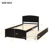 Harper & Bright Designs Twin Bed Frame, Wood Platform Bed with Trundle, Headboard, Footboard and Wood Slat Support (Espresso with Trundle) view 2