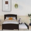 Harper & Bright Designs Twin Bed Frame, Wood Platform Bed with Trundle, Headboard, Footboard and Wood Slat Support (Espresso with Trundle) view 3