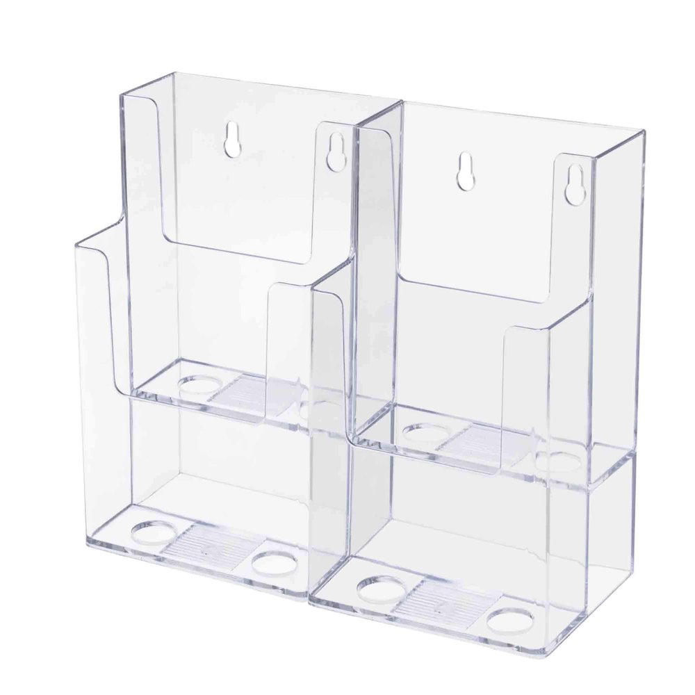Marketing Holders 6 Pack Brochure Holder with Hardware for 4" Trifolds or Rack Cards Bin Clear Acrylic Flyers Caddy for Counters Space Saving Organizing Caddy for Welcome Centers and Schools