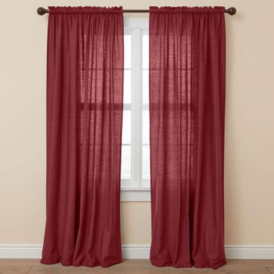 BrylaneHome Poly Cotton Canvas Rod-Pocket Panel - 48" W 45" L, Burgundy
