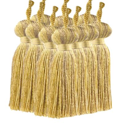 DCOPRO 3" (7.5cm) Basic Chainette Tassel with 1" (2.5cm) Loop | Decorative Craft Tassel # BT3, Honey Gold #PR07 (Light Gold, Yellow Gold, Light Beige) Set of 12